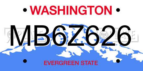 MB6Z626 Washington License Plate