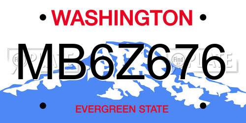 MB6Z676 Washington License Plate