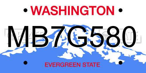 MB7G580 Washington License Plate