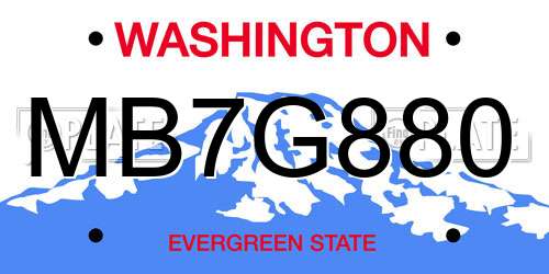 MB7G880 Washington License Plate