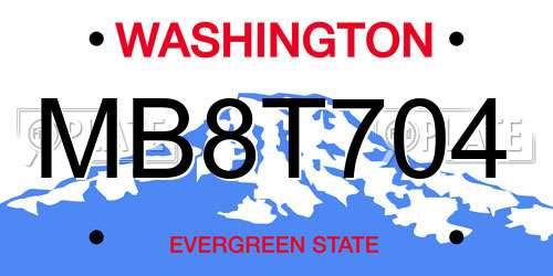 MB8T704 Washington License Plate