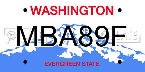 MBA89F Washington License Plate