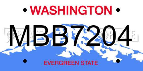 MBB7204 Washington License Plate