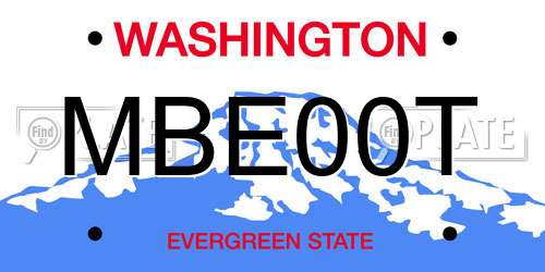 MBE00T Washington License Plate