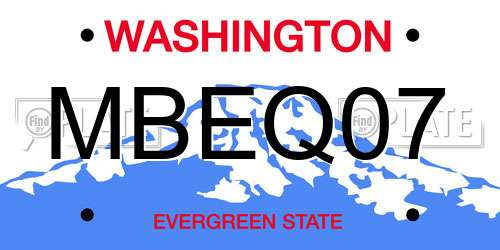 MBEQ07 Washington License Plate