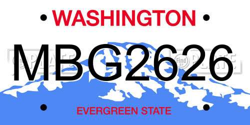 MBG2626 Washington License Plate