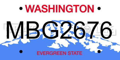 MBG2676 Washington License Plate