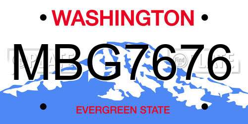 MBG7676 Washington License Plate