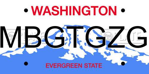 MBGTGZG Washington License Plate