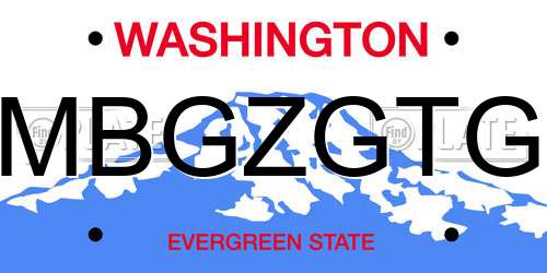 MBGZGTG Washington License Plate