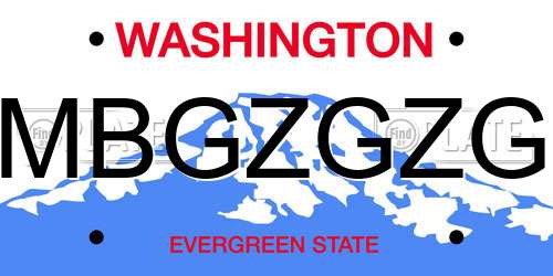 MBGZGZG Washington License Plate