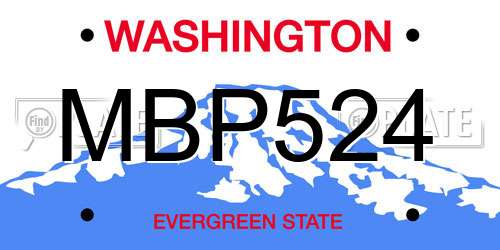 MBP524 Washington License Plate