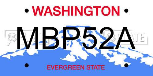 MBP52A Washington License Plate