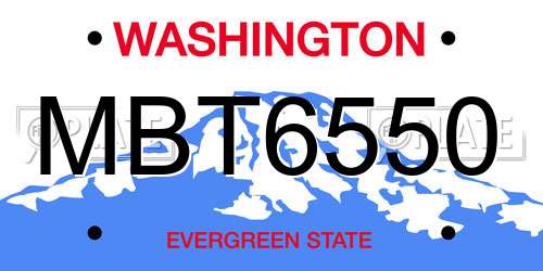 MBT6550 Washington License Plate