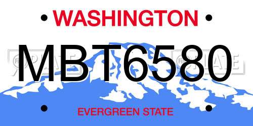 MBT6580 Washington License Plate