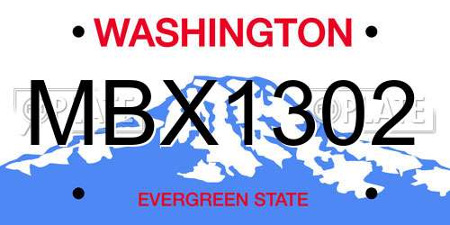 MBX1302 Washington License Plate