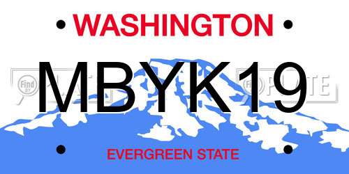MBYK19 Washington License Plate