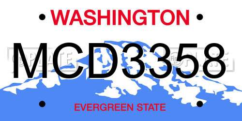 MCD3358 Washington License Plate