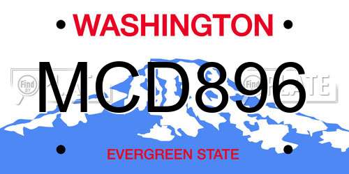 MCD896 Washington License Plate