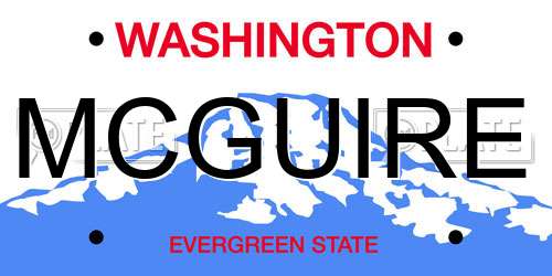 MCGUIRE Washington License Plate