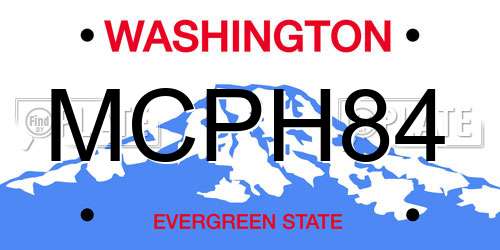 MCPH84 Washington License Plate