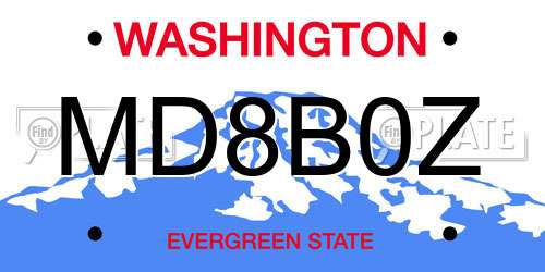 MD8B0Z Washington License Plate