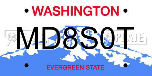 MD8S0T Washington License Plate