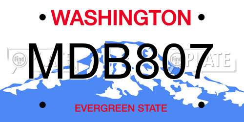 MDB807 Washington License Plate