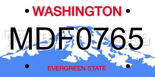 MDF0765 Washington License Plate