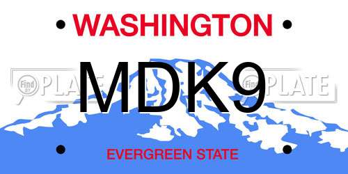 MDK9 Washington License Plate