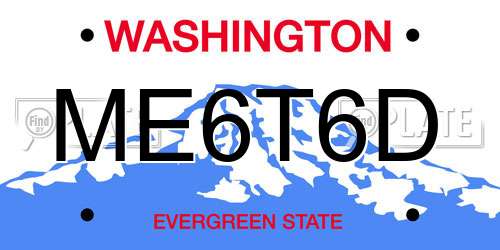 ME6T6D Washington License Plate