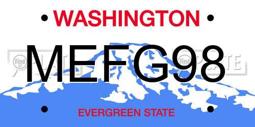 MEFG98 Washington License Plate