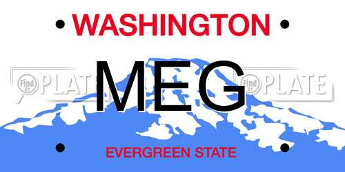 MEG Washington License Plate