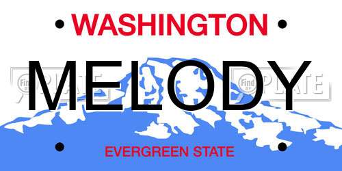 MELODY Washington License Plate