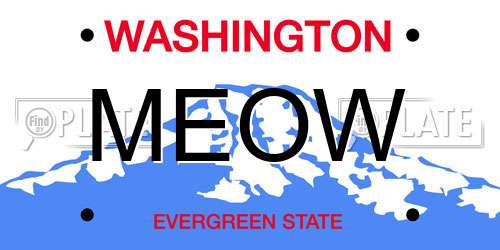 MEOW Washington License Plate
