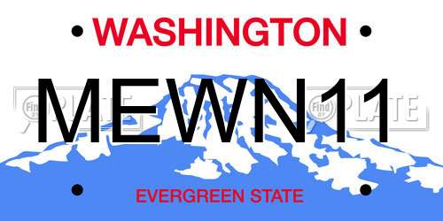 MEWN11 Washington License Plate