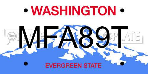 MFA89T Washington License Plate