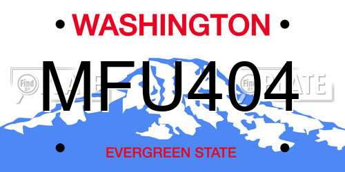 MFU404 Washington License Plate