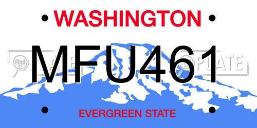 MFU461 Washington License Plate