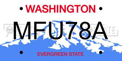 MFU78A Washington License Plate