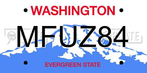 MFUZ84 Washington License Plate