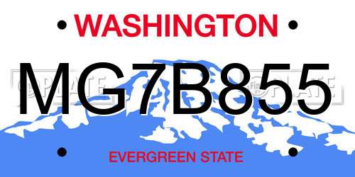 MG7B855 Washington License Plate