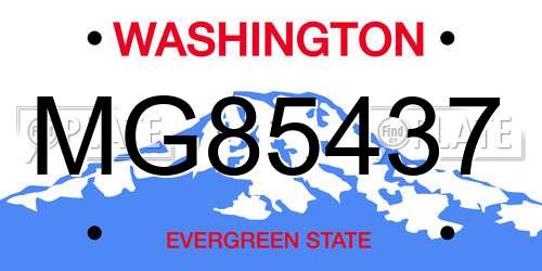 MG85437 Washington License Plate