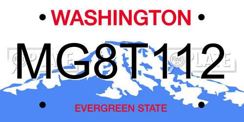 MG8T112 Washington License Plate