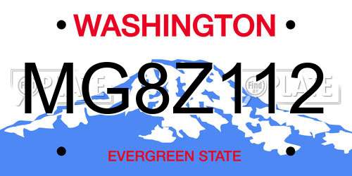 MG8Z112 Washington License Plate