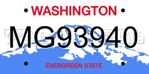 MG93940 Washington License Plate