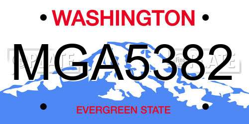 MGA5382 Washington License Plate