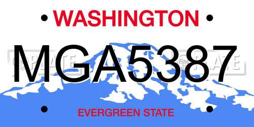 MGA5387 Washington License Plate