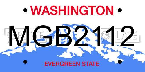 MGB2112 Washington License Plate