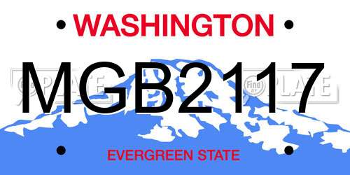 MGB2117 Washington License Plate